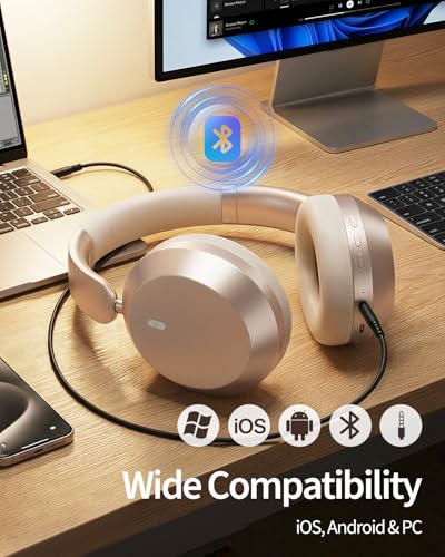 Wentronic Y05 Wireless Bluetooth Headphone, Noise Cancelling, Starlight | Wireless Over-Ear Headphones, Hi-Res Audio, 48H Playtime, Built-in Mic, Comfort & Connectivity, Works with iOS, Android & PC - color: Starlight