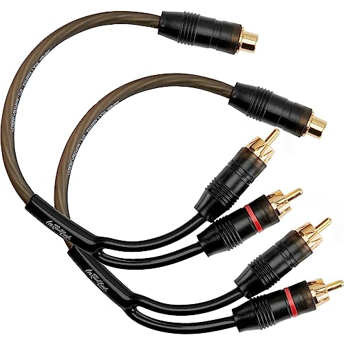 Install Link RCA Y Adapter Cable, 1-Female to 2-Male Splitter, 2-Pack (OFC) | Pure OFC Copper, 1ft, Feeds One Stereo Signal to Two Components, for Subwoofer, Home Theater, Car Audio Amplifier, Studio - color: Frosted Black, size: 1-Female to 2-Male