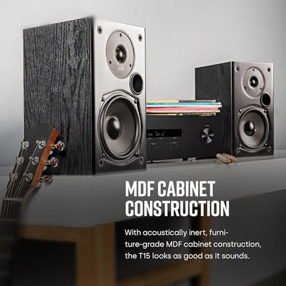 Polk Audio T15 100 Watt Home Theater Bookshelf Speakers, Black, 1 Pair - style: Bookshelf Speaker