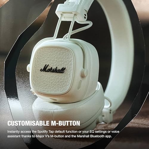 Marshall Major V Wireless On-Ear Bluetooth Headphones - 100+ Hr Playtime | Detachable Audio Cable | Microphone for Calls | Lightweight, Foldable Design for Travel - Cream - color: Cream