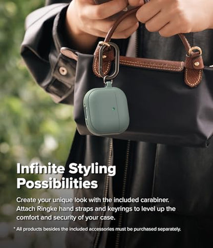 Ringke Onyx Magnetic for AirPods 4 Case [Compatible with MagSafe] Oil & Dirt Resistant Feels Good in The Hand Non-Slip Lightweight Cover with Carabiner - Sage Green - color: Sage Green, size: AirPods 4