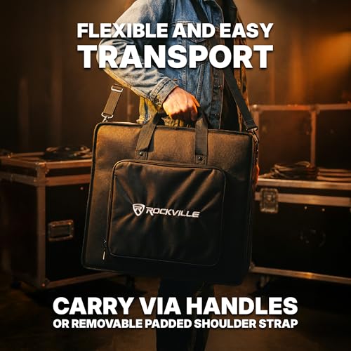 Rockville MBP2220 Pro Mixer Bag, 22"x20", Rugged Design, Padded Dividers, Water-Resistant, Comfort Straps, Perfect for Mixers, DJ Equipment