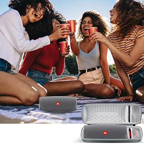 Comecase Hard Travel Case for JBL Charge 4/ Charge 5 Waterproof Bluetooth Speaker. Carrying Storage Bag Fits Charger and USB Cable - Grey+Inside Grey (Case Only) - color: Grey