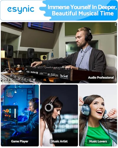 eSynic Rechargeable 16-150Ω Headphone AMP Poratble-3.5MM Audio in & Out | Metal Case Headphone Amplifier with Volume Control-2-Stage Gain Switch Function- 12h Playtime-For Car/MP3&4/Phone/PC/Laptop