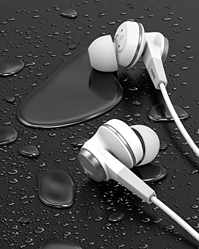 Thore iPhone Earphones (Apple MFi Certified) V120 in Ear Wired Lightning Earbuds (Sweat/Water Resistant) Headphones with Mic/Volume Remote for iPhone 12/13/14 Pro Max - White - color: White