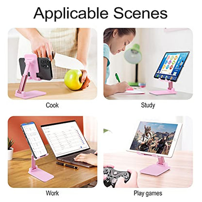 Cute Dog Wearing Headphones Phone Stand Portable Travel, Phone Holder for Desk Compatible with iPhone 17/16/15 Pro Max Air, Cell Phone Stand Adjustable Office Accessories - color: pink-style