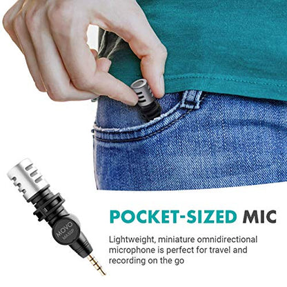 Movo MA5SP 3.5mm TRRS Shotgun Microphone for iPhone or Android Devices - Omnidirectional Phone Microphone with 180° Rotation - Mini Travel Smartphone Microphone for Video, Vlogging, Interview, Travel