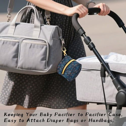 Pacifier Case Gaming Controller Blue Print Printed Waterproof Pacifier Holder Pouch with Metal Hook Clip Round Small Soother Storage Bag for Diaper Bag Stroller - color: Gaming Controller Blue Print