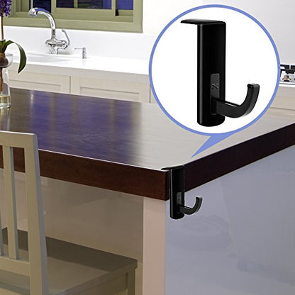 Mudder 4 Pack Headphone Hanger Hook for Monitor, Adhesive Mount, Black | 4 Stick-on headset holder, no screw install, fits most computer desk monitor edge, adhesive hooks included