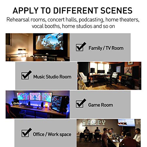 Focusound 80 Pack Acoustic Foam Panels 1" x 12" x 12" Sound Proof Foam Panles Soundproofing Noise Cancelling Wedge Panels for Home Office Recoding Studio with 420PCS Double-Side Adhesive - size: 80 Pack