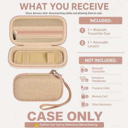 COMECASE Bluetooth Transmitter Case for AirFly SE/Pro 2/Pro/Duo | Hard EVA, Deep Mesh Pocket, Dual Elastic Straps, Fits for Avantree Relay/ for 1Mii, Airplane Travel Tech,Case Only, Gold - color: Gold