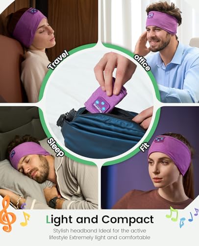 Perytong Sleep Headphones Wireless, Bluetooth 5.4 Sports Headband Headphones with Ultra-Thin HD Stereo Speakers Perfect for Sleeping, Workout, Jogging, Yoga, Insomnia, Air Travel, Meditation (Violet) - color: Violet