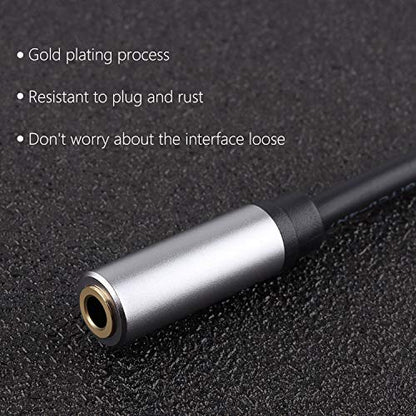 3.5mm Female to Female Adapter Cable TRS Stereo Audio AUX Connector Cod for Headphones, Car, HiFi - 15cm/6inch (Grey) - color: Grey