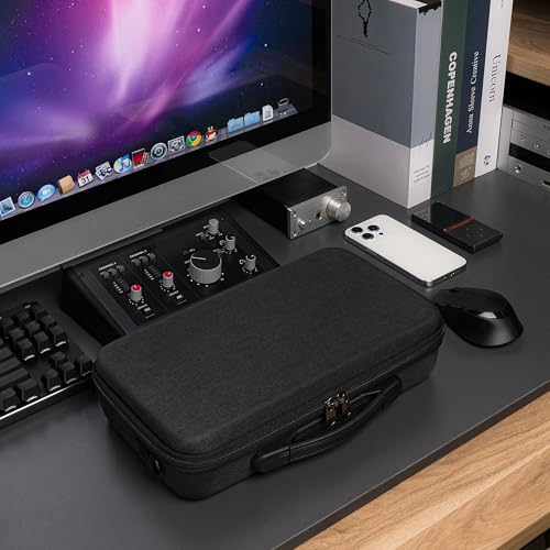 GEEKRIA Audio Interface Carrying Case, Hard Shell Travel Bag Compatible with Solid State Logic SSL 2 MKII/SSL 2 Plus MKII (Dark Gray)