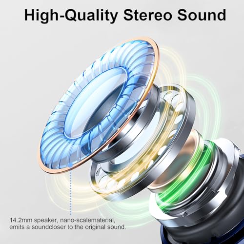 Wireless Earbuds, 2025 Bluetooth 5.4 Headphone 3D Bass Hi-Fi Stereo Ear Buds, 4 ENC Noise Cancelling Mic, 40H 3g USB-C in-Ear Earphone, IP7 Waterproof Workout Sport for Laptop Pad Android iOS, Blue - color: Blue