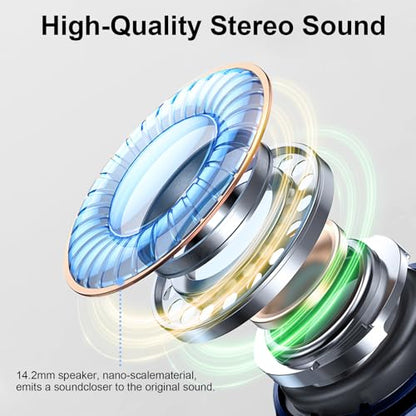 Wireless Earbuds, 2025 Bluetooth 5.4 Headphone 3D Bass Hi-Fi Stereo Ear Buds, 4 ENC Noise Cancelling Mic, 40H 3g USB-C in-Ear Earphone, IP7 Waterproof Workout Sport for Laptop Pad Android iOS, Blue - color: Blue