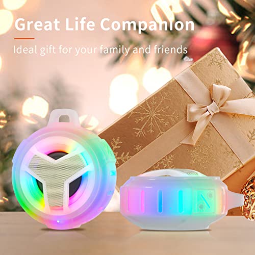 EBODA Shower Bluetooth Speakers Waterproof Teen Girl Gifts Trendy Stuff Kid | IP67 Portable Speaker with LED Light, 2000mAh, True Wireless Stereo, Gifts for Teen Boys, Men and Women, Unique Music Gifts - color: Crystal