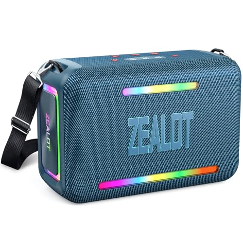 ZEALOT Bluetooth Speaker, 120W RMS 150W Peak Loud Wireless Speakers IPX6 Waterproof Bluetooth Subwoofer Speaker with LED Light, Custom EQ, 40H Playtime, Portable Speakers for Outdoor, Party - color: Blue