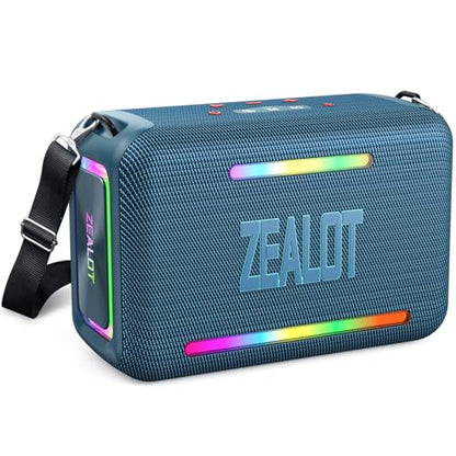 ZEALOT Bluetooth Speaker, 120W RMS 150W Peak Loud Wireless Speakers IPX6 Waterproof Bluetooth Subwoofer Speaker with LED Light, Custom EQ, 40H Playtime, Portable Speakers for Outdoor, Party - color: Blue