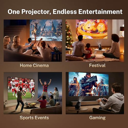 [Built-in Apps] Mini Projector 4K Supported, Android TV OS & Phone Remote - color: Black