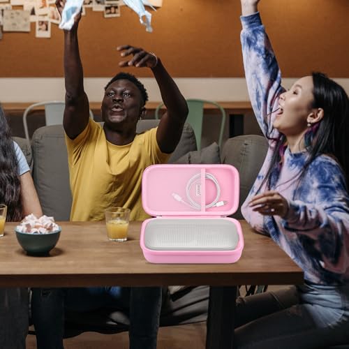 BOVKE Hard Travel Speaker Case for Bose New SoundLink Flex Speaker (2nd Gen) / Bose SoundLink Flex Bluetooth Portable Speaker, Extra Mesh Pocket for Bose Speaker Charger, Charging Cables, Petal Pink - color: Petal Pink