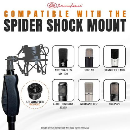 AxcessAbles One-Handed Quick Release Microphone Stand. 74" Height Clutch Adjustment Tripod Mic Stand with 35" Boom Arm. For Singing, Studio and Instruments (1-Pack) - size: 1-Pack