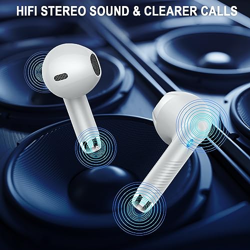 Wireless Earbuds, Bluetooth 5.4 Ear Buds, LED Power Display, 6D Bass Stereo | 4 ENC Noise Cancelling Mic, HiFi Stereo, In-Ear Headphones, 40H Playback Mini Case, IP7 Waterproof Sports, for Android iOS - color: Light Grey