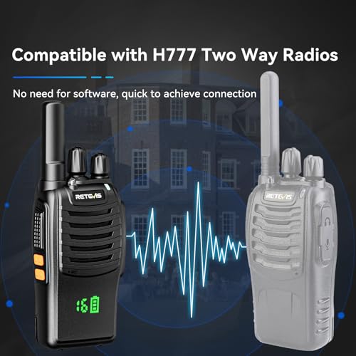 Retevis H777H Walkie Talkies with Earpeice,Portable FRS-Two Way Radio 6Pack | For Schools, Shatterproof Hidden Display, 6-Way Charger, USB-C, Emergency Alarm, Flashlight, with Stretchable Coiled Headset