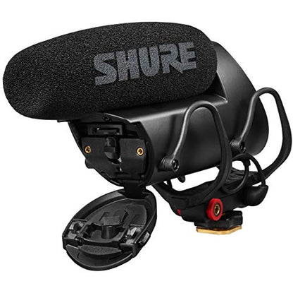 Shure VP83F LensHopper Camera-Mounted Condenser Shotgun Microphone with Integrated Digital Flash Recording - Windscreen, Superior RF Immunity, Backlit LCD, 5-Position Joystick, Rycote Lyre Shock Mount - style: Integrated Flash