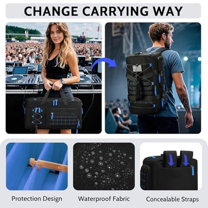 DJ Cable Bag with Detachable Dividers for Equipment and Music Gear, Blue | Laptop and Microphone Pocket, Versatile Carrying with Shoulder Strap, Durable Fabric, for Musicians and Audio Professionals - color: Blue