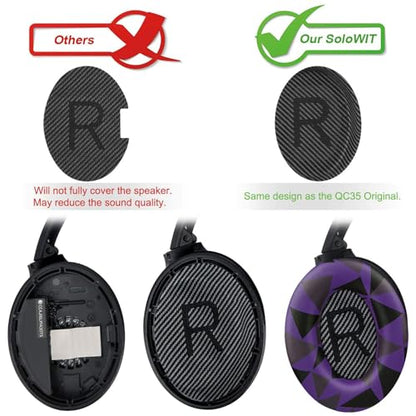 Replacement Earpads Cushions for Bose QuietComfort 35 (QC35) & Quiet Comfort 35 II (QC35 ii) Headphones, Ear Pads with Softer Leather, Noise Isolation Foam, Added Thickness (Purple Black) - color: Purple Black