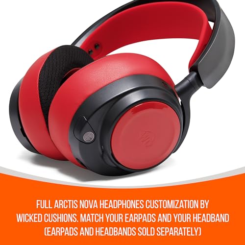 WC Side Plates for Arctis Nova Pro Wireless, Pro Wired & Nova Elite | Made by Wicked Cushions | Also fits Nova Pro Omni, 7, 7X & 7P | Red - color: Red