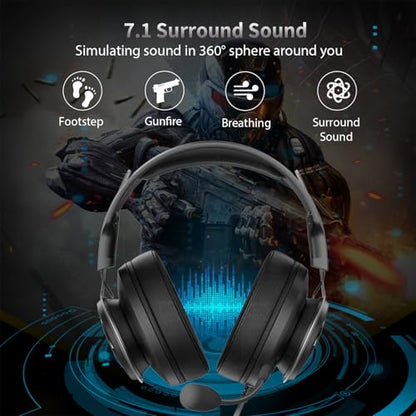 Edifier 7.1 Hi-Res Sound PC Gaming Headset Weird USB Over-Ear Headphone Noise Cancelling Mic RGB Light for PC PS4 Laptop Mac Desktop - color: Black_2