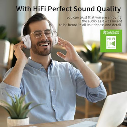 Hybrid Active Noise Cancelling Headphones, Wireless Over Ear Bluetooth - color: Cream White