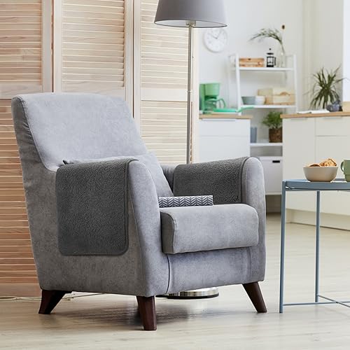 Frienda 2 Pieces Recliner Headrest Covers Sofa Headrest Protector for Recliner Chair Couch Furniture Non Slip for Living Room(Dark Gray) - color: Dark Gray
