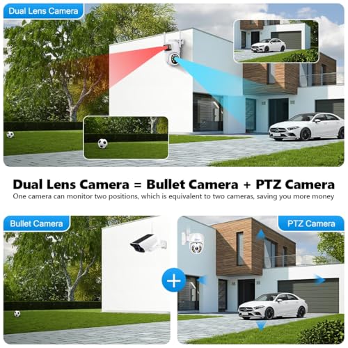MOVOLS Wireless Security Camera System 5G/2.4G WiFi 8pcs 4MP+4MP Dual Lens Camera System,2K HD PTZ Dome Cameras System with Color Night Version, Motion Detection,2TB HDD, 16CH - style: 8 x Dual Cameras Kit 2TB 16CH White