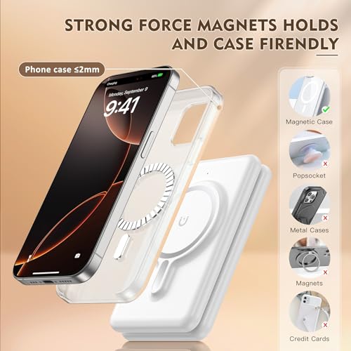 Charging Station for Apple Devices: Magnetic Wireless Charger for iPhone | Charges iPhone 17-12 Watch & AirPods Simultaneously,No Cable Clutter on Desk Bedside,Foldable Compact for Travel, 18W Adapter - color: White