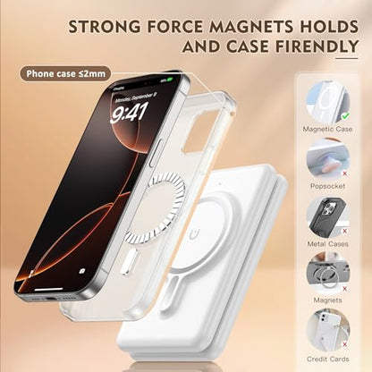 Charging Station for Apple Devices: Magnetic Wireless Charger for iPhone | Charges iPhone 17-12 Watch & AirPods Simultaneously,No Cable Clutter on Desk Bedside,Foldable Compact for Travel, 18W Adapter - color: White