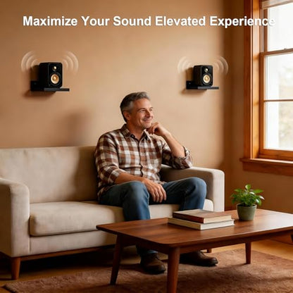 DAWASAPAT Speaker Wall Mounts for Samsung, Roku, Sony, JBL, Vizio, LG and More Rear Speakers Save Space, 5.9" x 5.9" Wooden Speaker Mounts Easy to Install for Home Theater Surround Sound - color: Black