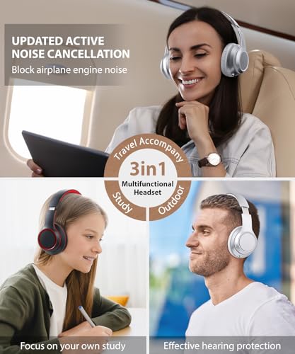 rockpapa E8 Over the Ear Bluetooth Headphones with Microphone for Kid Children Boy Girl Youth Teen Adult, Foldable Wired/Wireless Headphones with Mic, Include Travel Case, Silver - color: Silver, style: with Case
