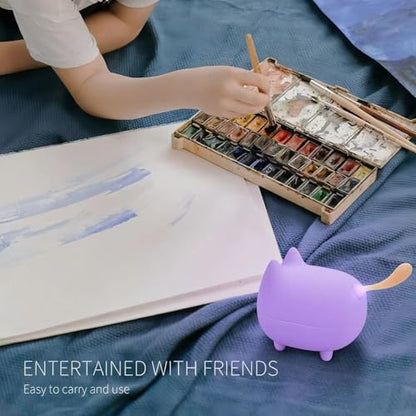 gingo Cute Cat Bluetooth Speaker (Purple*2) | Cat-shaped silicone tail, 40H playtime, TWS pairing, hands-free mic, BT5.3, 70g light, perfect home/office/outdoor/gift - color: Purple*2