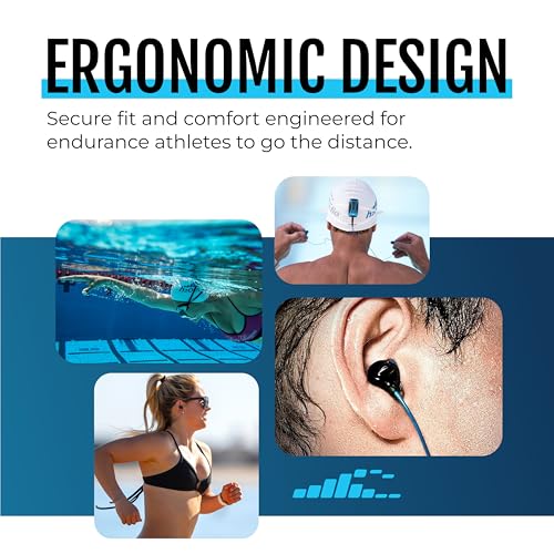 H2O Audio Surge S+ Waterproof Sport Headphones, (Short Cord Design) – in-Ear Sweatproof Earbuds for Swimming, Running, Cycling – IPX8 Waterproof, Compatible with iPods & MP3 Players