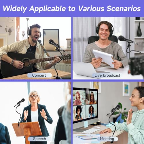 Podium Microphone Holder & Mic Holder -13.78" Flexible Gooseneck Desktop Mic Stands Holder for Lectern Podium Podcast Meetings Lectures Pulpit Streaming Gaming Studio - style: Clamp Desk Mic Holder