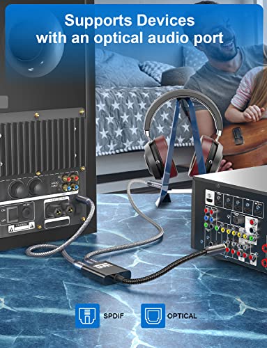 Optical Audio Splitter 1 in to 2 Out Toslink Splitter Optical Adapter Ideal for Home Theatre and More-Black