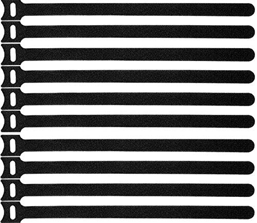 50 Pcs Reusable Fastening Cable Ties, Microfiber Cloth 12 Inch Hook and Loop Cord Ties, Black