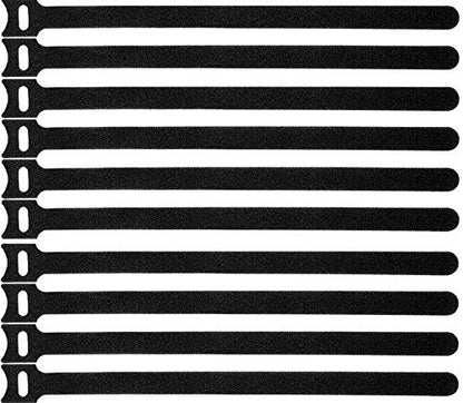 50 Pcs Reusable Fastening Cable Ties, Microfiber Cloth 12 Inch Hook and Loop Cord Ties, Black