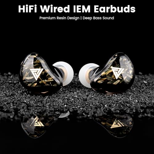 Kaiser Wired Earbuds, in Ear Monitor Headphones, HiFi Stereo IEM Dual Driver Noise Isolating 3.5mm Jack for Gaming Music Laptop Musicians (Black, with Mic) - color: Black with mic