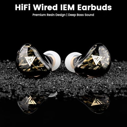Kaiser Wired Earbuds, in Ear Monitor Headphones, HiFi Stereo IEM Dual Driver Noise Isolating 3.5mm Jack for Gaming Music Laptop Musicians (Black, with Mic) - color: Black with mic