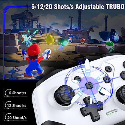 Switch Controller, Wireless Switch Controller for Switch/Switch Lite/Switch OLED, Extra Switch Controller with Paddles, Programmable Switch Remote Control with Back Buttons,Wake-up,Turbo-White - color: White+Black