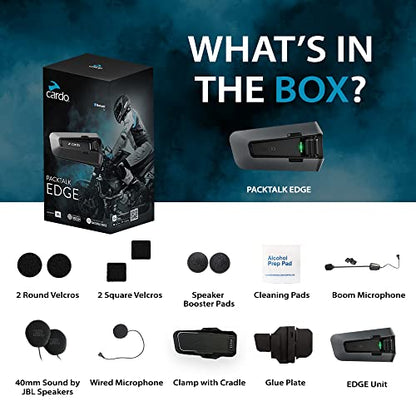 Cardo PACKTALK Edge Motorcycle Bluetooth Communication System Headset Intercom - Single Pack - size: Single Pack, style: Edge